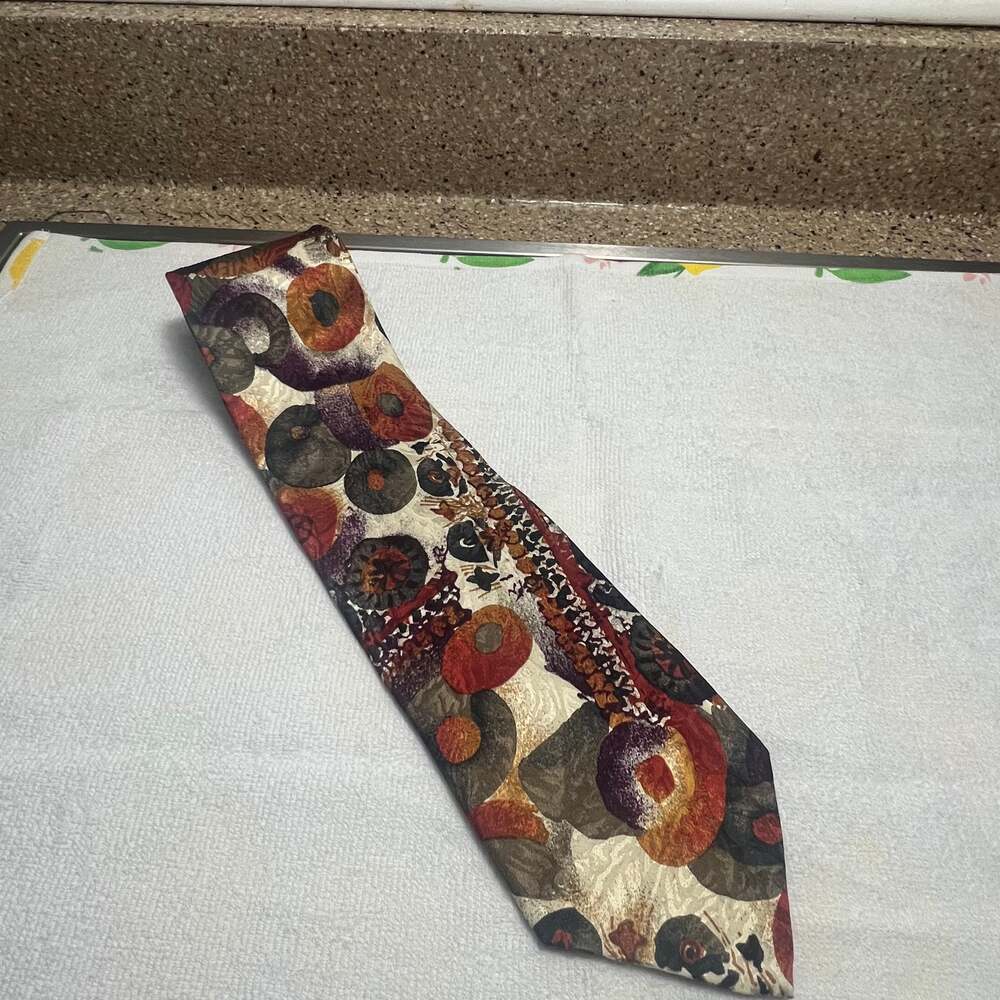 Caravaggio Multicolor Men's Pure Italian Silk Necktie Fall Colors